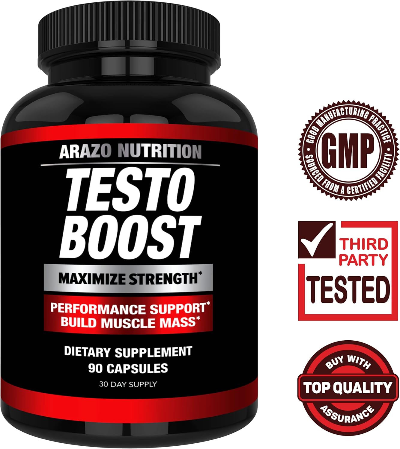 Arazo Nutrition TestoBoost Test Booster Supplement - Herbal Pills for Muscle Growth with Tribulus, Epimedium, Zinc & Minerals