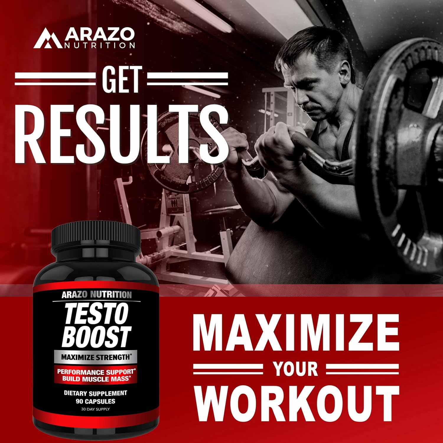 Arazo Nutrition TestoBoost Test Booster Supplement - Herbal Pills for Muscle Growth with Tribulus, Epimedium, Zinc & Minerals