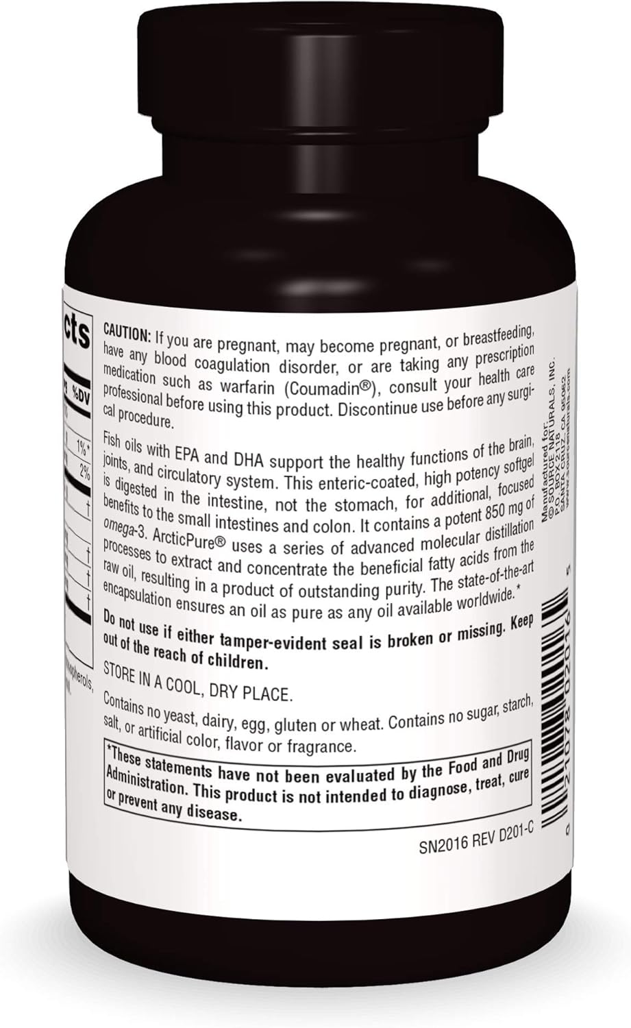 ArcticPure Omega-3 Fish Oil 850mg Ultra Potency Softgels - Heart, Joint, Brain & Immune Support - Enteric Coated - 60ct