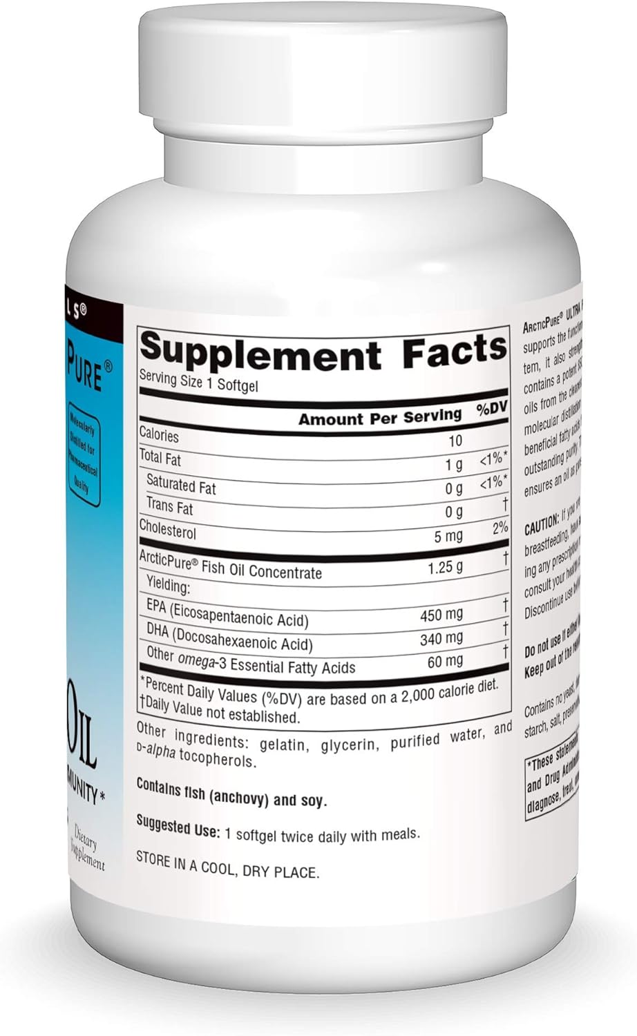 ArcticPure Ultra Potency Omega-3 Fish Oil Supplement - 120 Softgels (850 mg) by Source Naturals