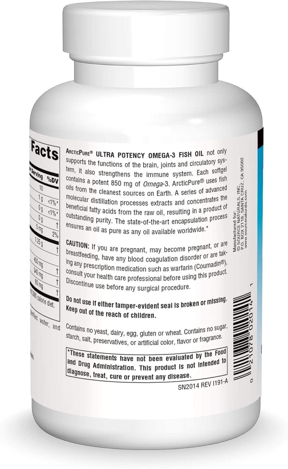 ArcticPure Ultra Potency Omega-3 Fish Oil Supplement - 120 Softgels (850 mg) by Source Naturals