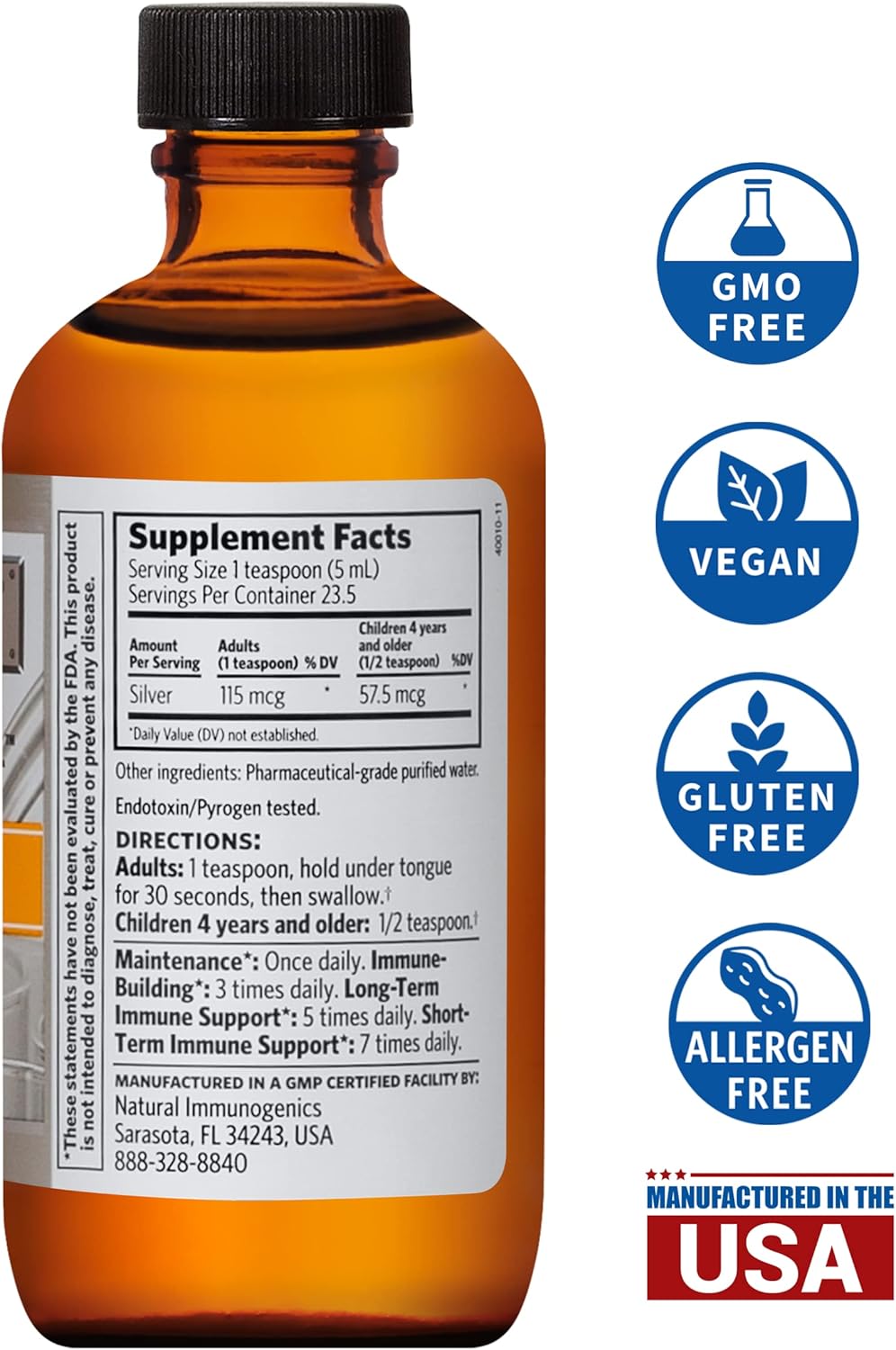 Argentyn 23 Professional Bio-Active Silver Hydrosol 23ppm Immune Support 4oz Twist-Top