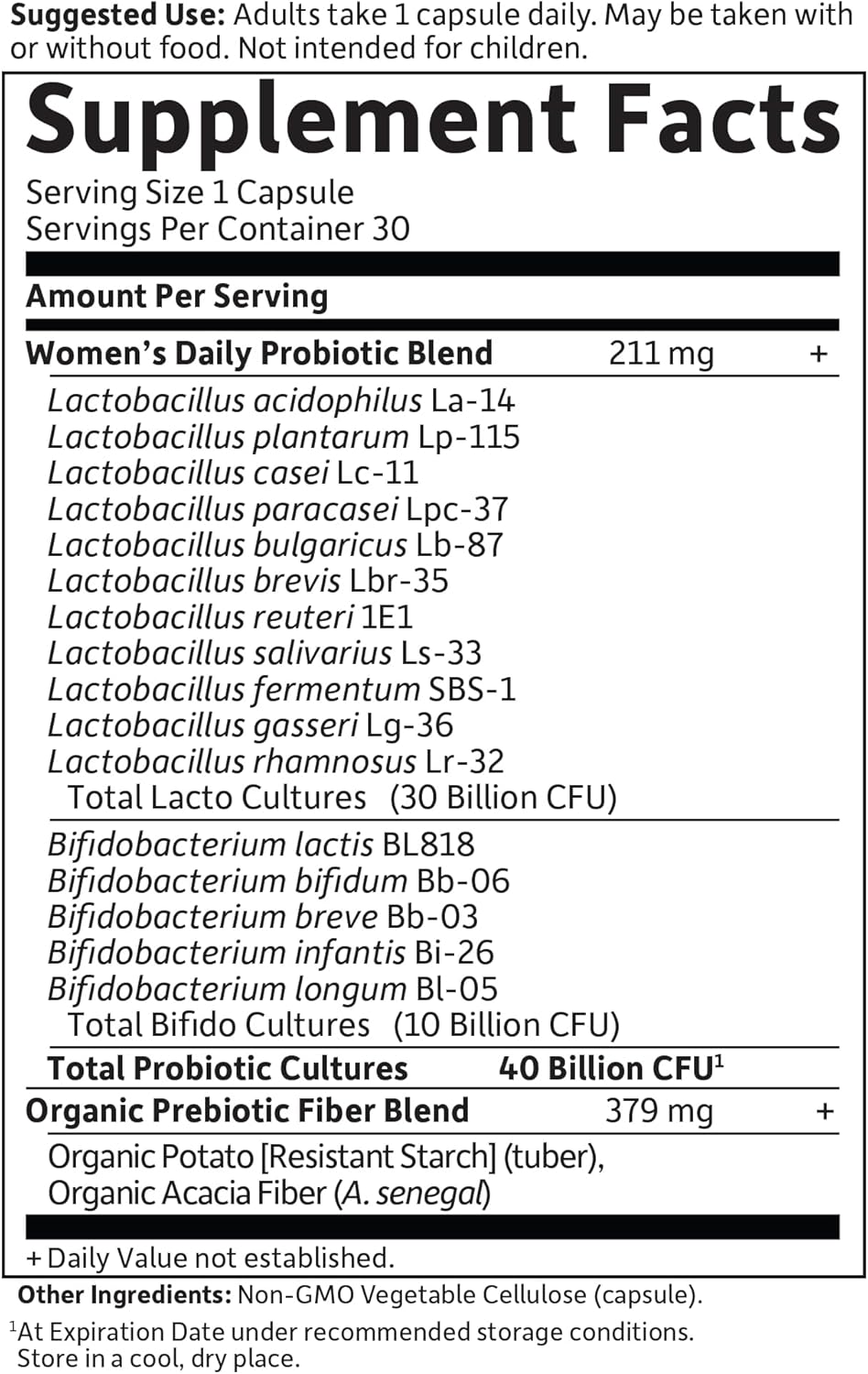 ArkiFACE Garden of Life Dr. Formulated Women's Probiotic Supplement 30 Capsules - 40 Billion CFU, 16 Strains - Supports Vaginal, Immune, and Digestive Health