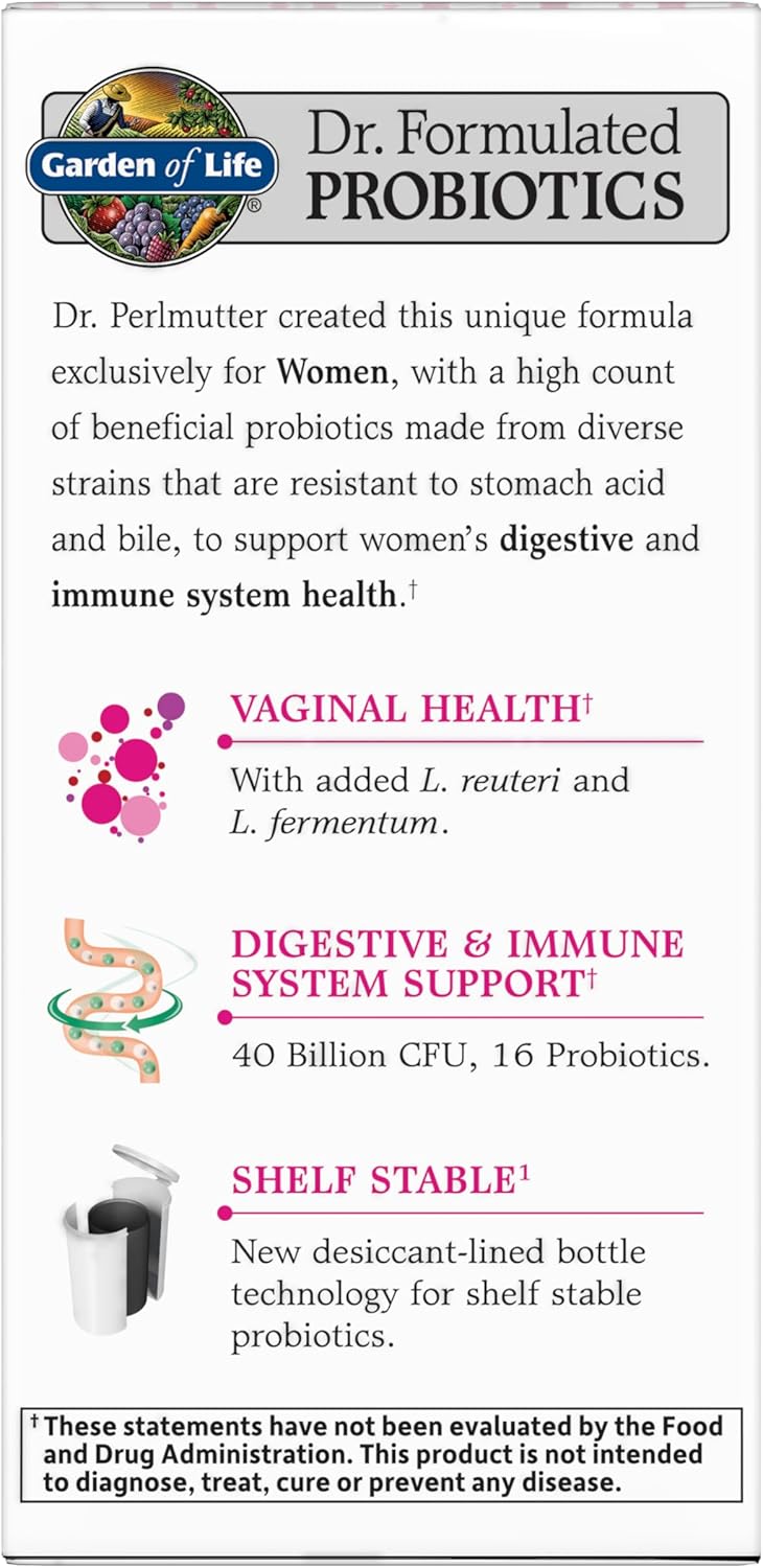 ArkiFACE Garden of Life Dr. Formulated Women's Probiotic Supplement 30 Capsules - 40 Billion CFU, 16 Strains - Supports Vaginal, Immune, and Digestive Health