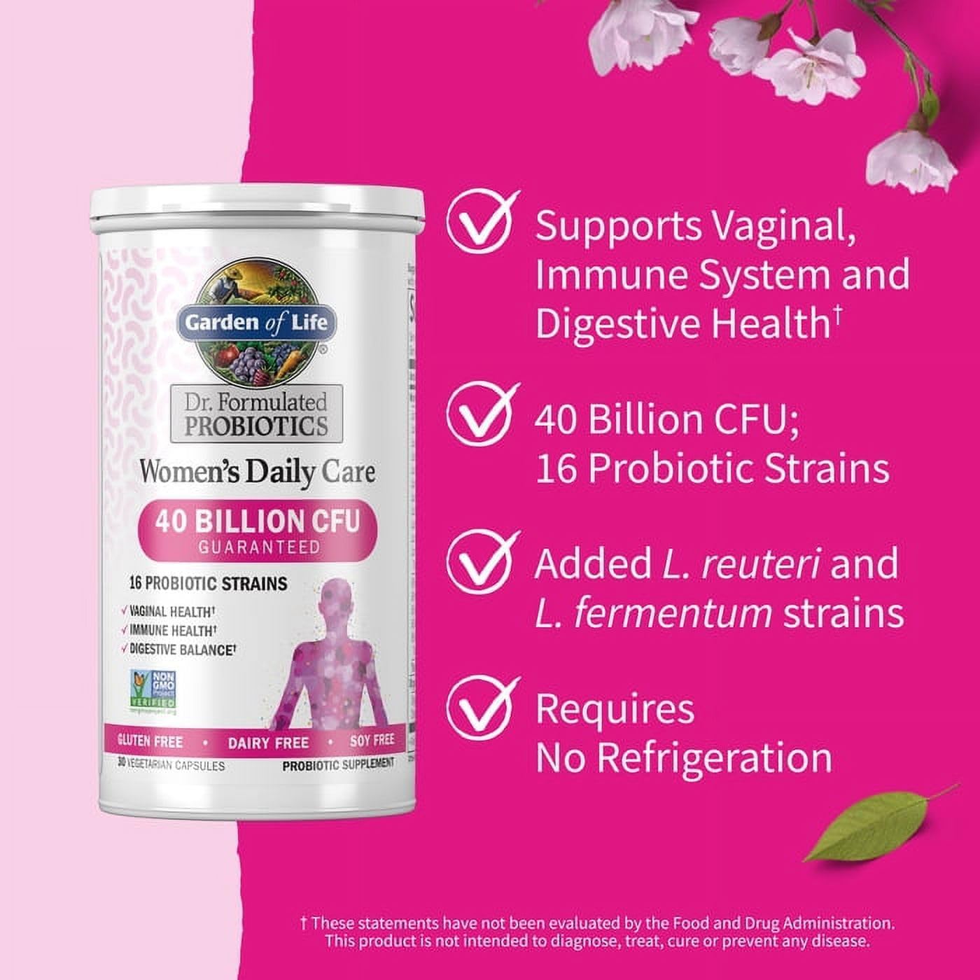ArkiFACE Garden of Life Dr. Formulated Women's Probiotic Supplement 30 Capsules - 40 Billion CFU, 16 Strains - Supports Vaginal, Immune, and Digestive Health