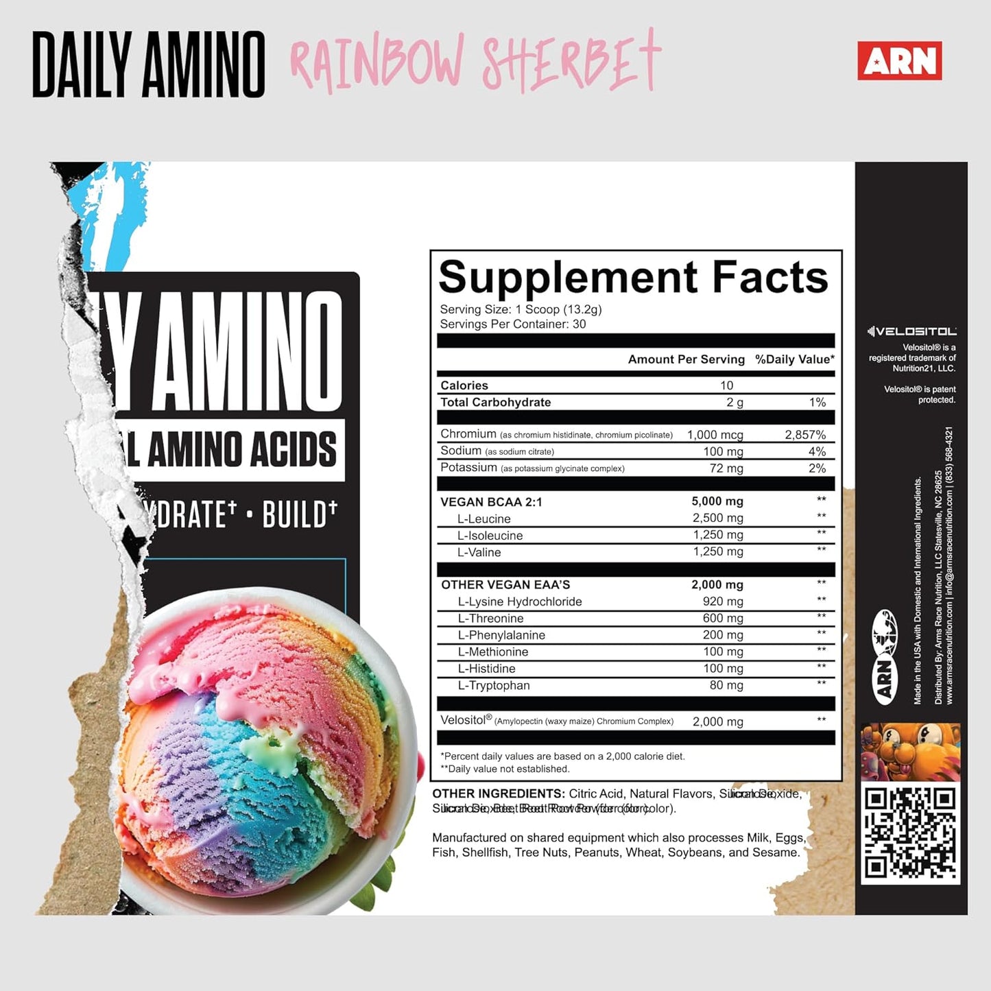 ARN Daily Amino Essential Amino Acids - Rainbow Sherbet Flavor, 30 Servings