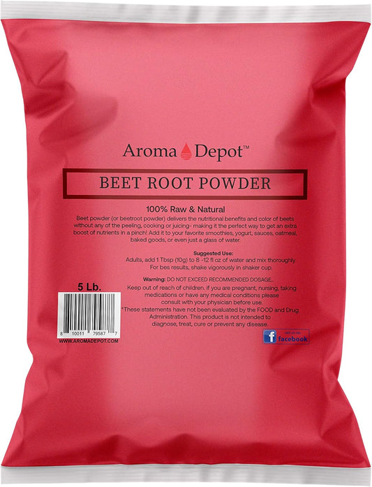 Aroma Depot 5 lb. Beet Root Powder | Raw, Non-GMO, Vegan, Gluten-Free | Boosts Nitric Oxide, Stamina, Energy | Immune System Support | 100% Natural