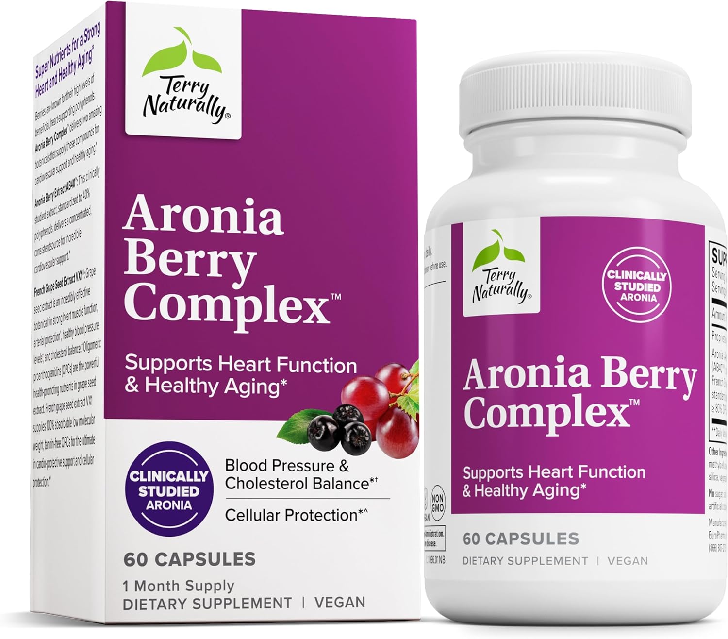 Aronia Berry Complex with Grape Seed Extract - Antioxidant Heart Support Supplement - 60 Capsules