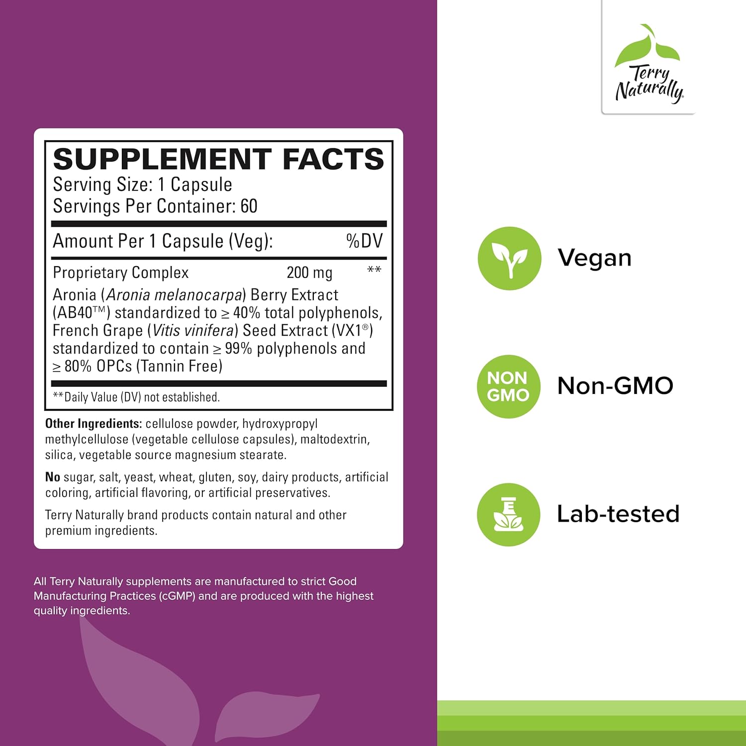 Aronia Berry Complex with Grape Seed Extract - Antioxidant Heart Support Supplement - 60 Capsules