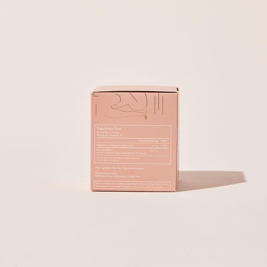 Arrae Calm Cortisol Manager Capsules - Stress & Anxiety Relief Supplement with L-Theanine, Inositol, Passionflower, Magnesium - 60 Count