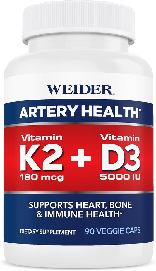 Artery Health Supplement with Vitamin K2 & D3 for Heart Health, 90 Veggie Capsules