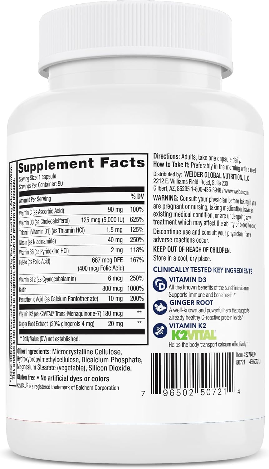 Artery Health Supplement with Vitamin K2 & D3 for Heart Health, 90 Veggie Capsules