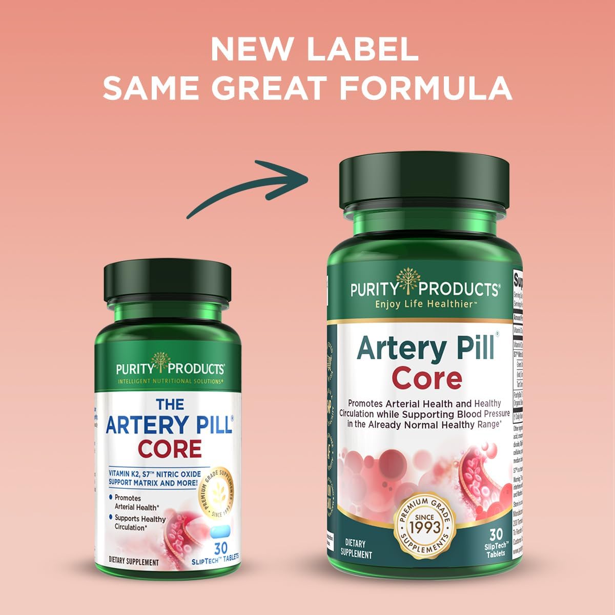 Artery Health Supplement with Vitamin K2, Nitric Oxide Booster, Vitamin D3 & Blueberries - 30 Count