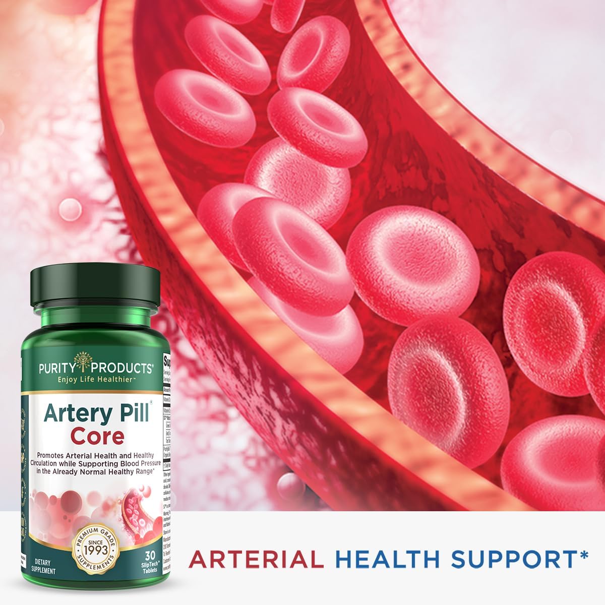 Artery Health Supplement with Vitamin K2, Nitric Oxide Booster, Vitamin D3 & Blueberries - 30 Count