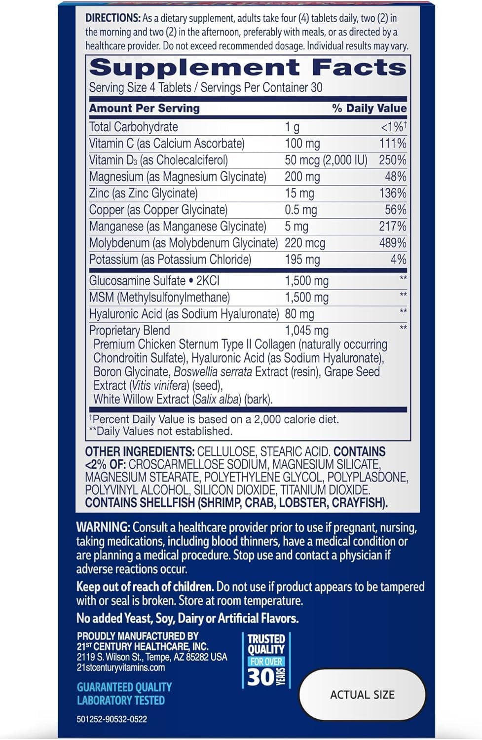 Arthri-Flex Glucosamine Chondroitin MSM Advantage Tablets - 120 Count