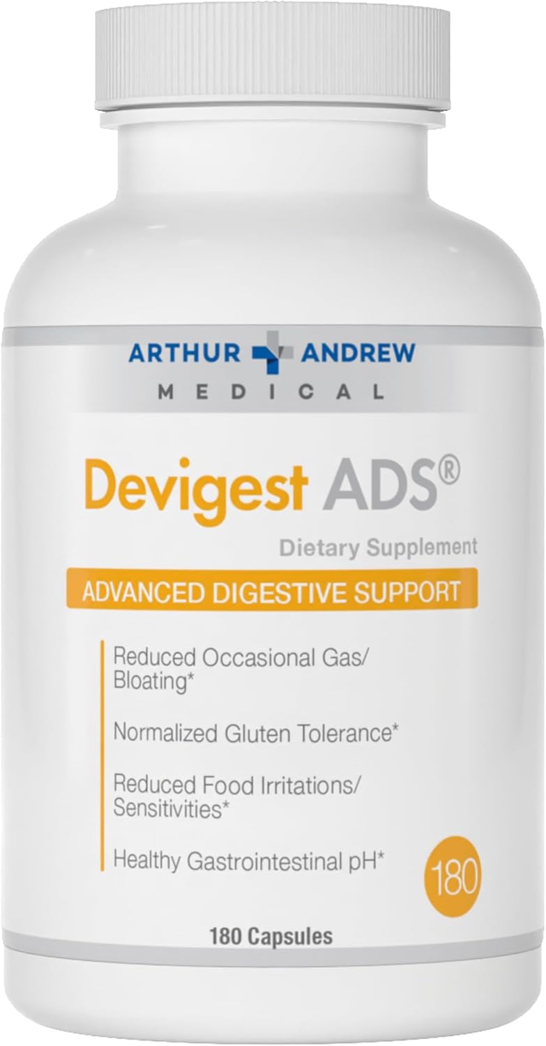 Arthur Andrew Medical Devigest ADS - Advanced Digestive Support for Lactose Intolerance & Casein Sensitivities - Vegan & Non-GMO - 180 Capsules