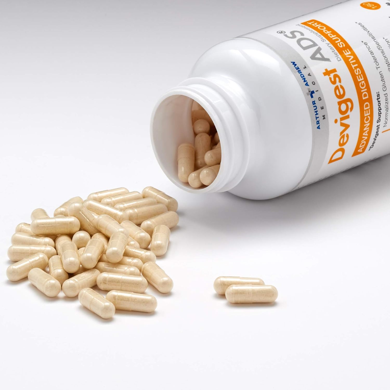 Arthur Andrew Medical Devigest ADS - Advanced Digestive Support for Lactose Intolerance & Casein Sensitivities - Vegan & Non-GMO - 180 Capsules