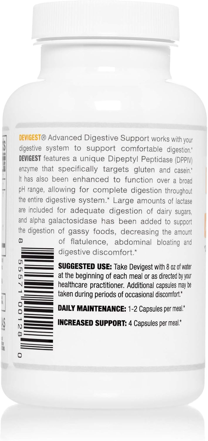 Arthur Andrew Medical Devigest ADS - Advanced Digestive Support for Lactose Intolerance & Casein Sensitivities - Vegan & Non-GMO - 180 Capsules