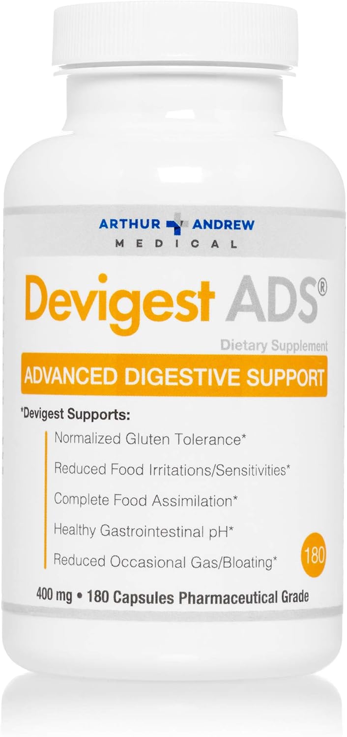 Arthur Andrew Medical Devigest ADS - Advanced Digestive Support for Lactose Intolerance & Casein Sensitivities - Vegan & Non-GMO - 180 Capsules