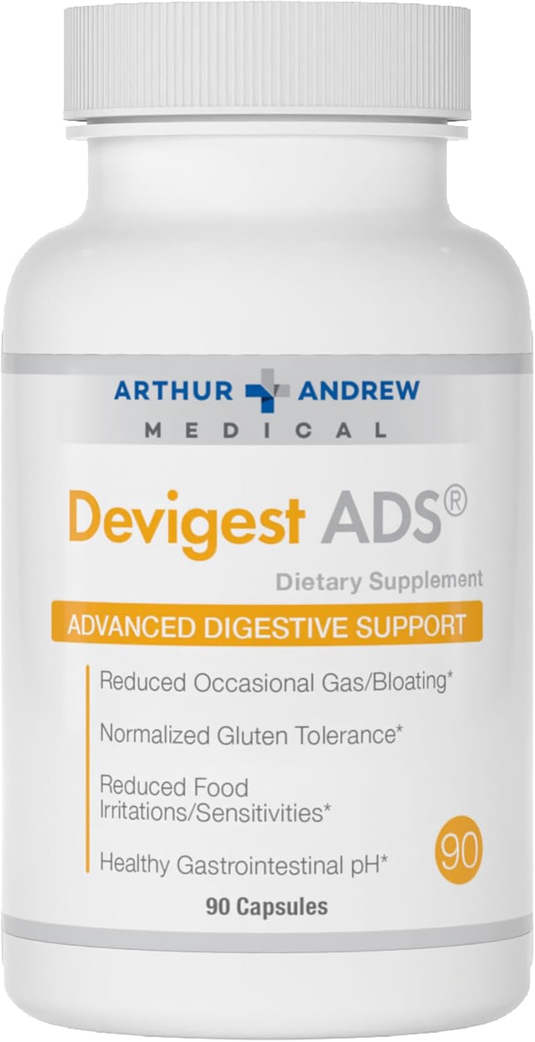 Arthur Andrew Medical Devigest ADS - Vegan Advanced Digestive Support for Lactose Intolerance & Casein Sensitivities - Non-GMO - 90 Capsules
