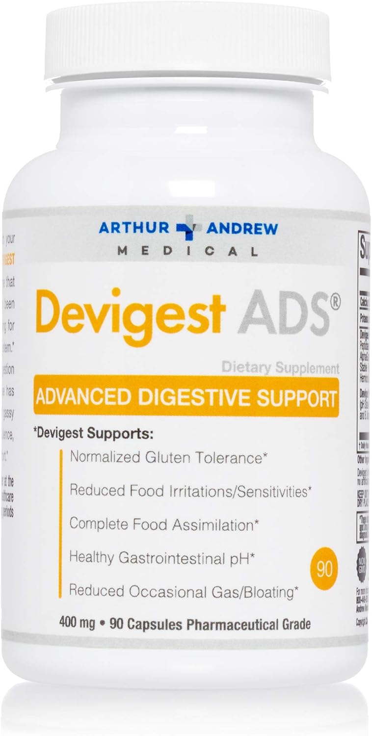 Arthur Andrew Medical Devigest ADS - Vegan Advanced Digestive Support for Lactose Intolerance & Casein Sensitivities - Non-GMO - 90 Capsules