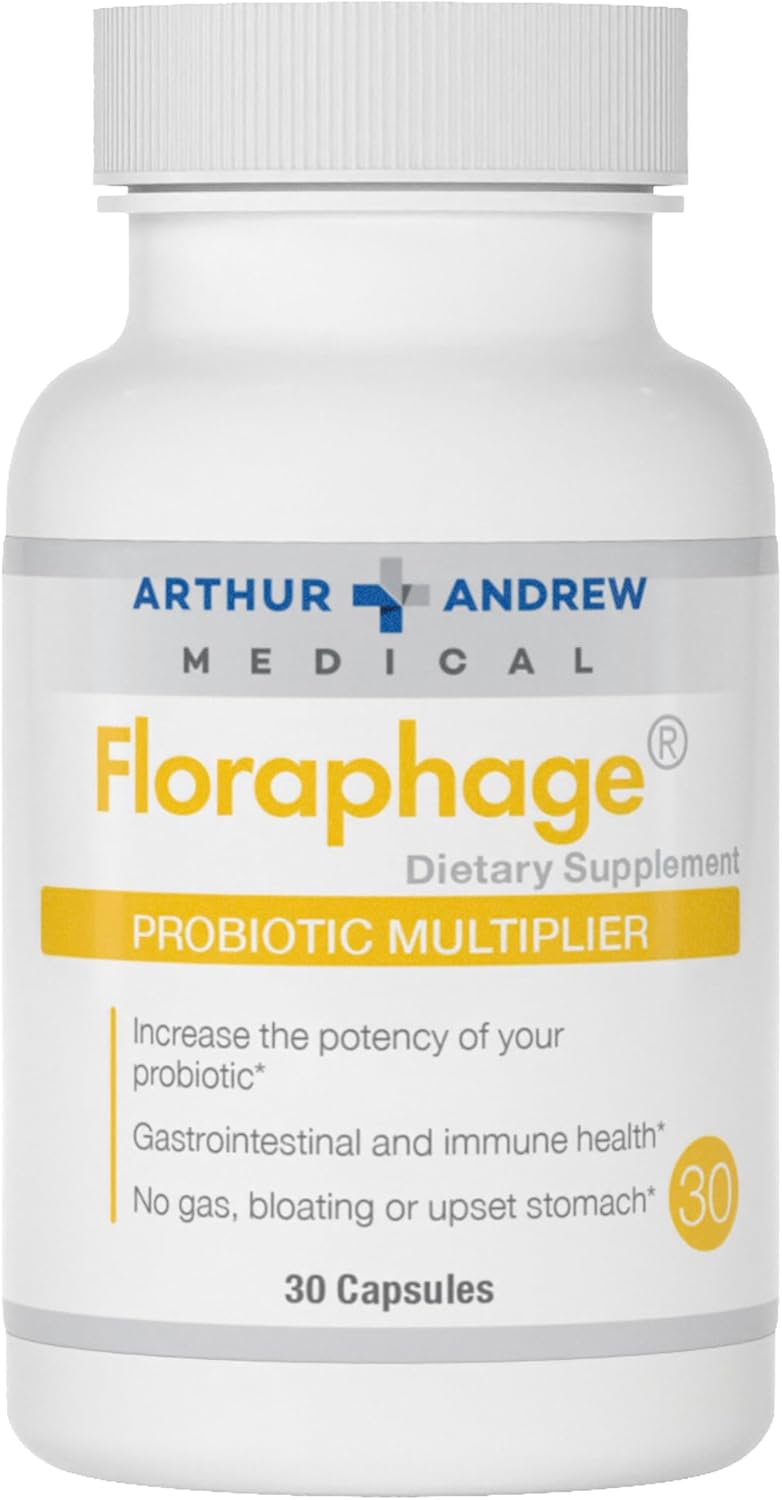 Arthur Andrew Medical Floraphage Prebiotic and Probiotic Multiplier 30 Capsules for Gut Health