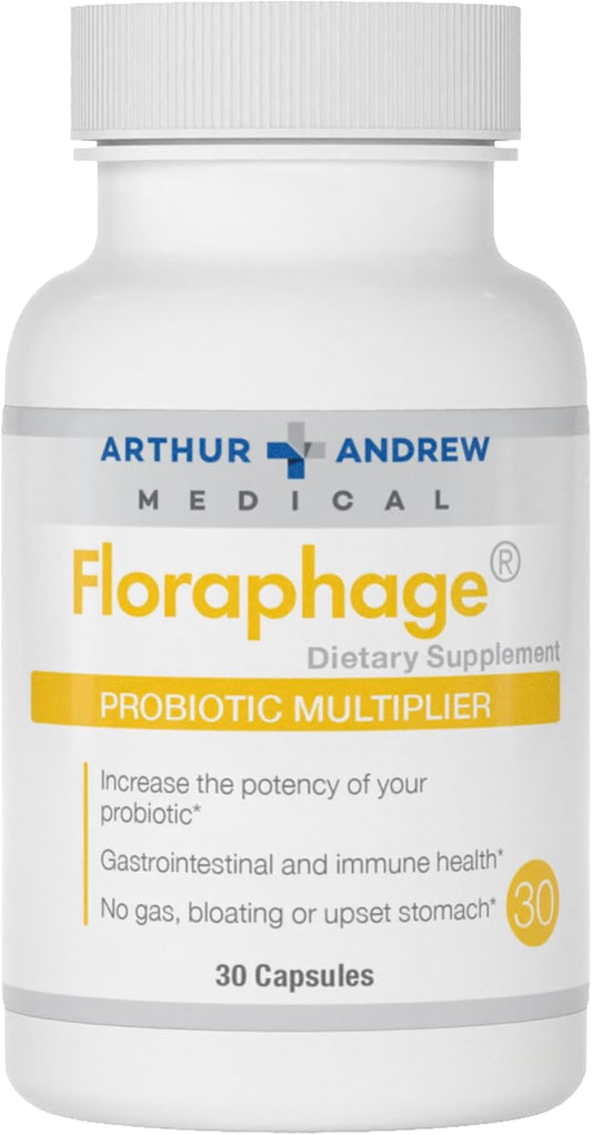 Arthur Andrew Medical Floraphage Prebiotic and Probiotic Multiplier 30 Capsules for Gut Health