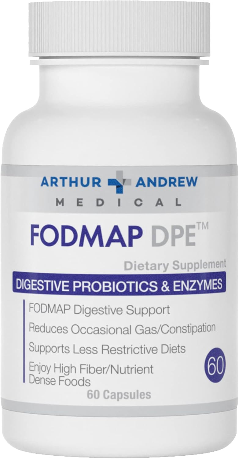 Arthur Andrew Medical FODMAP DPE Capsules - Vegan Digestive Probiotics & Enzymes for Relief from FODMAP Intolerance & Highly Fermentable Foods, Non-GMO, 60ct