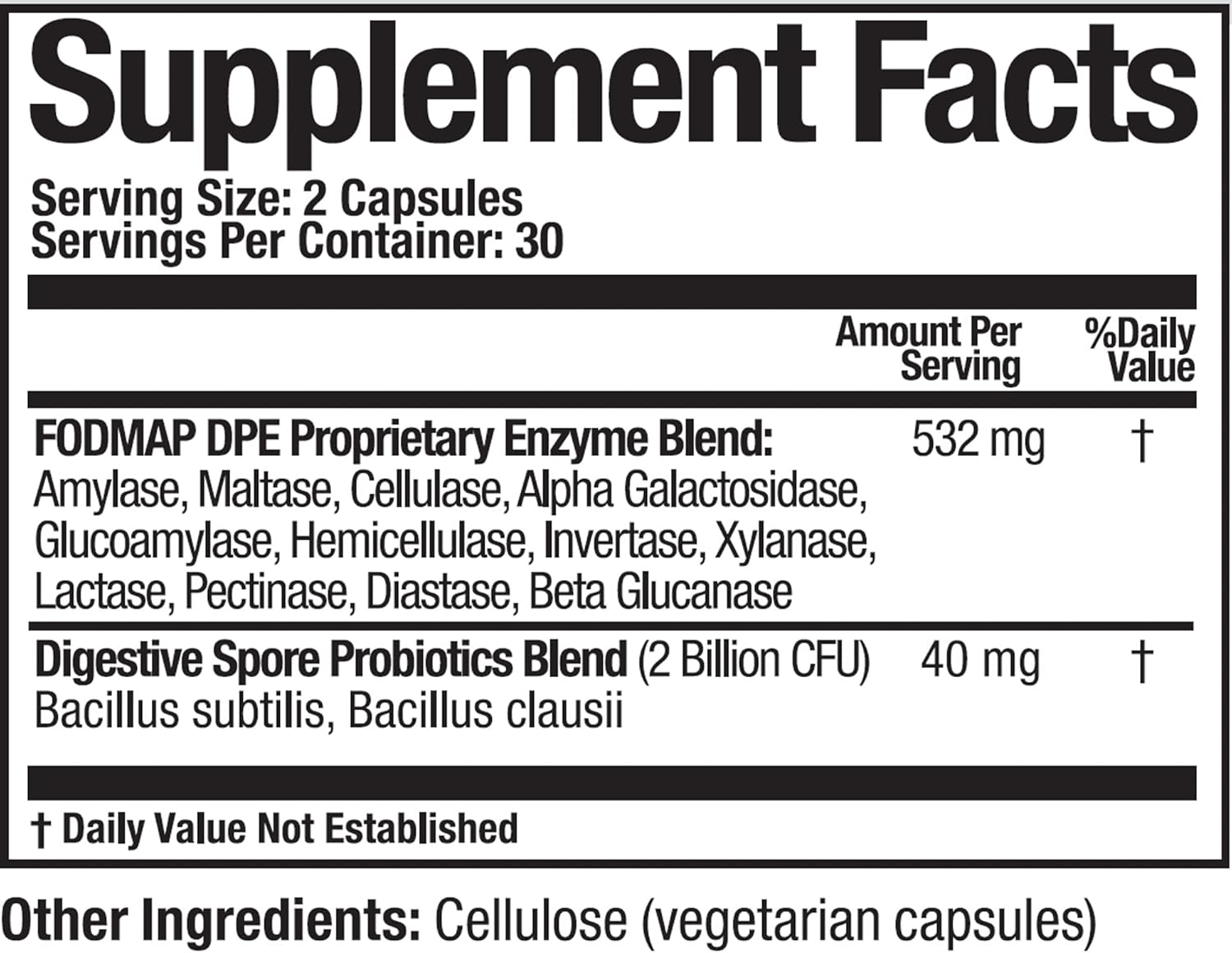 Arthur Andrew Medical FODMAP DPE Capsules - Vegan Digestive Probiotics & Enzymes for Relief from FODMAP Intolerance & Highly Fermentable Foods, Non-GMO, 60ct