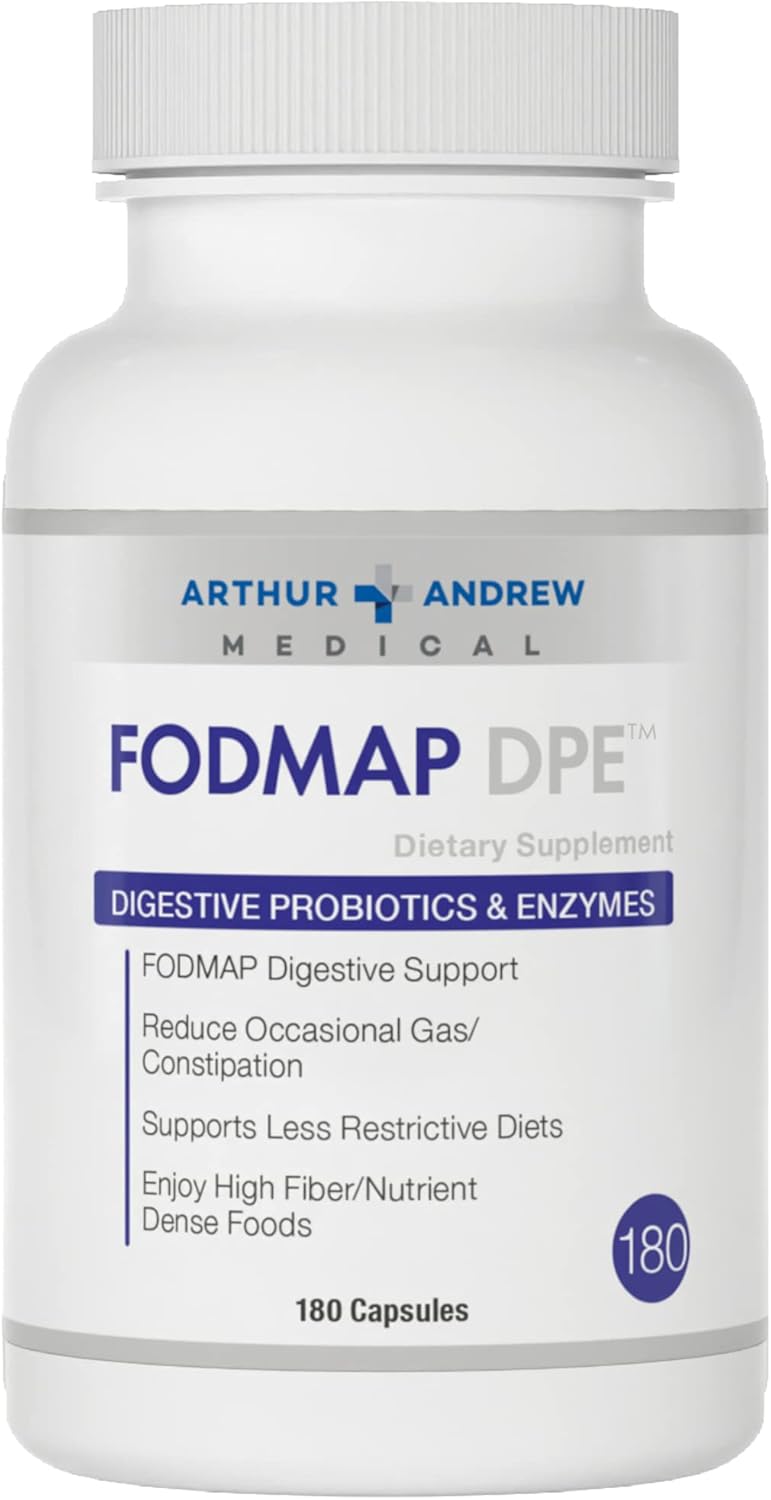 Arthur Andrew Medical FODMAP DPE Digestive Probiotics Enzymes 180 Capsules Vegan Non-GMO Relief for FODMAP Intolerance Fermentable Foods