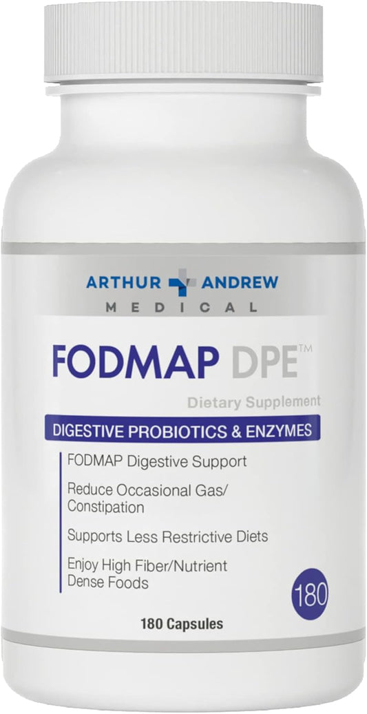 Arthur Andrew Medical FODMAP DPE Digestive Probiotics Enzymes 180 Capsules Vegan Non-GMO Relief for FODMAP Intolerance Fermentable Foods