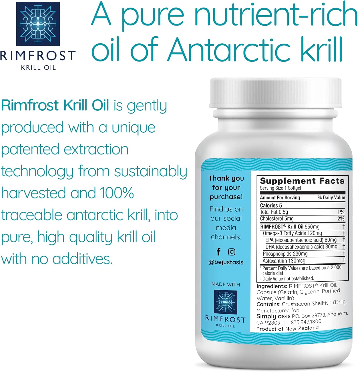 AS-IS Simply 550mg Antarctic Krill Oil Softgels - 180 Count - High in Omega-3s EPA & DHA - Rich in Astaxanthin - No Fishy Reflux