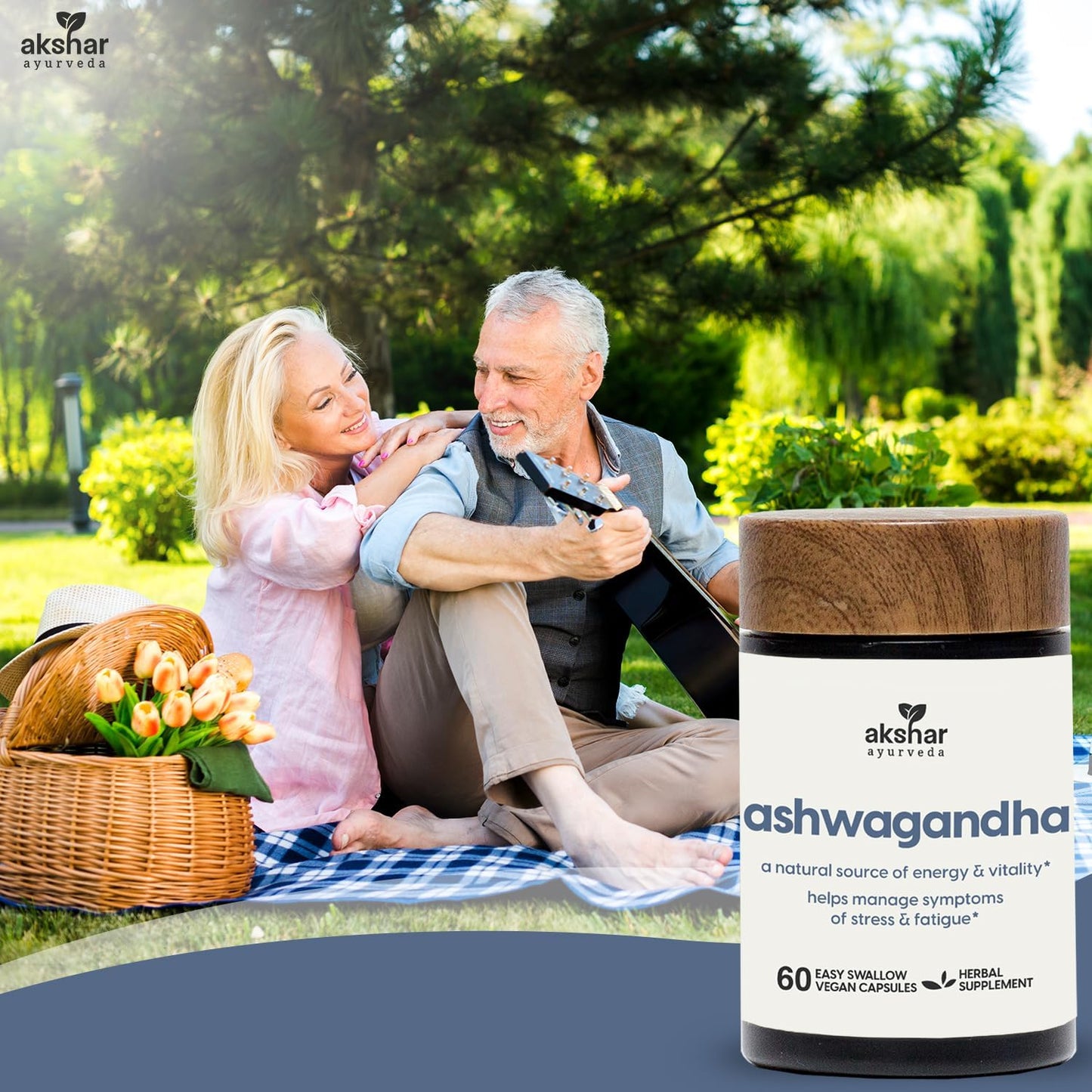 Ashwagandha Capsules with Root Extract & Powder - Herbal Support for Stress, Mood, Energy & Vitality - Vegan Ashwagandha Supplements (60 Count) by Akshar Ayurveda