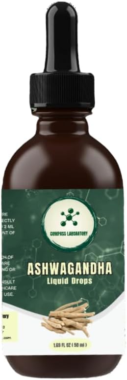 Ashwagandha Liquid Drops for Mood Support and Immune Boost - Compass Laboratory - 2 fl oz