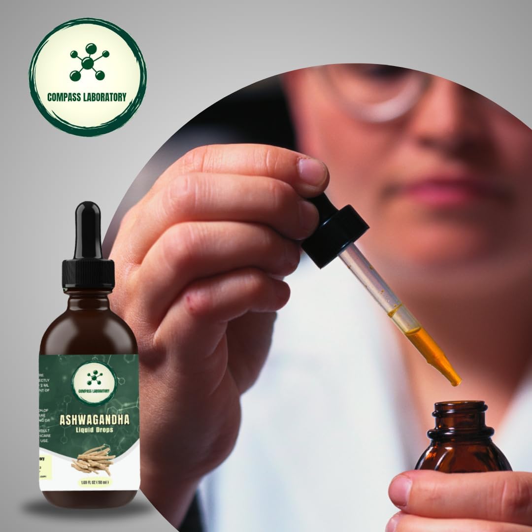 Ashwagandha Liquid Drops for Mood Support and Immune Boost - Compass Laboratory - 2 fl oz