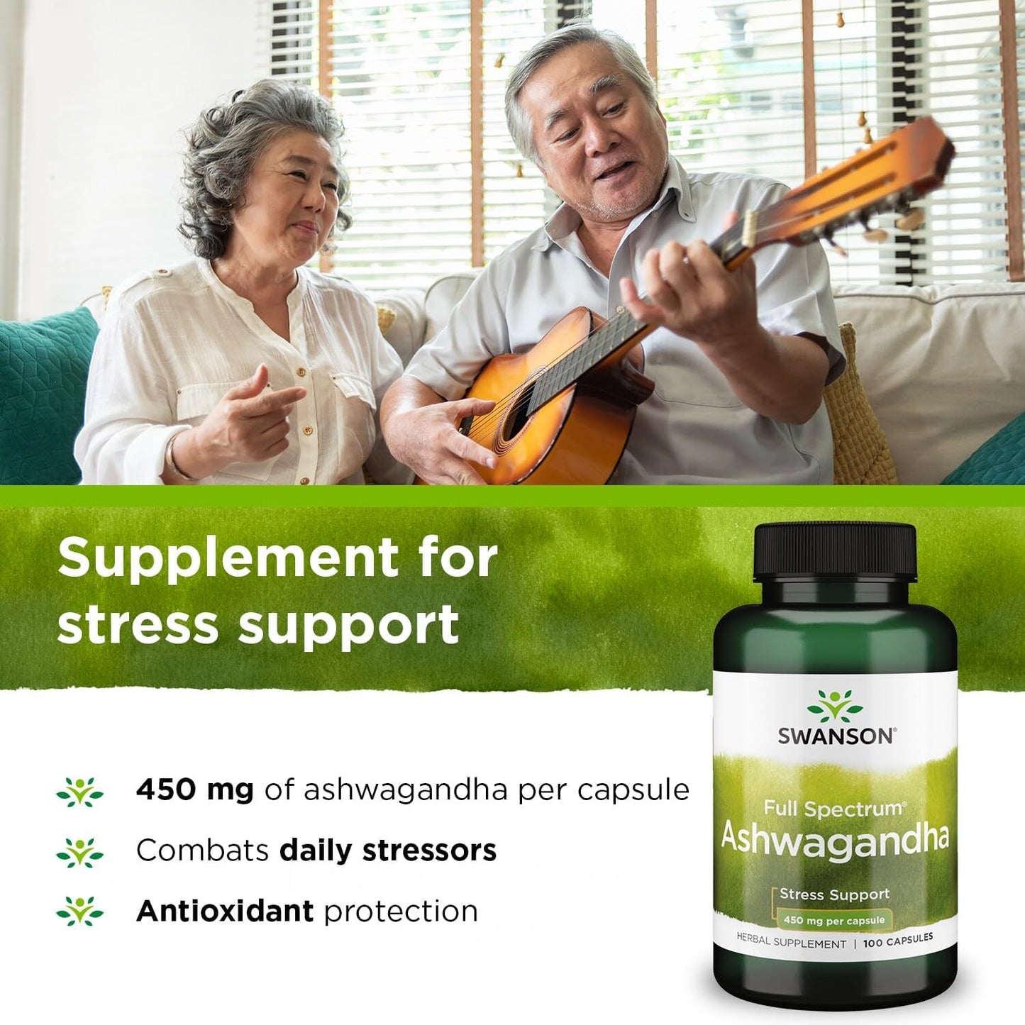 Ashwagandha Root & Aerial Parts Supplement for Stress Relief & Energy Support - 100 Capsules, 450mg - Ayurvedic Wellness