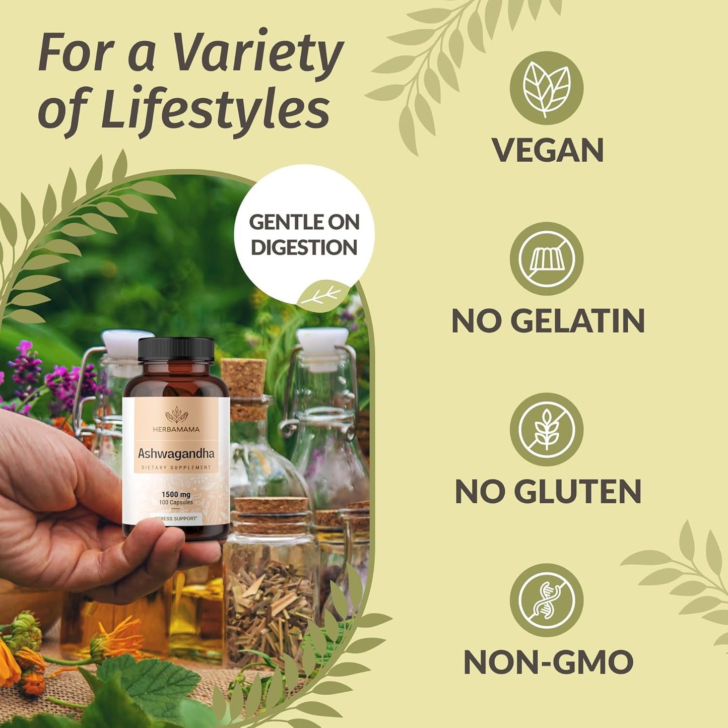 Ashwagandha Root Capsules & Turmeric Ginger Tincture Bundle - 1500 mg, Vegan, Non-GMO, Sugar & Alcohol-Free - 2 Pack