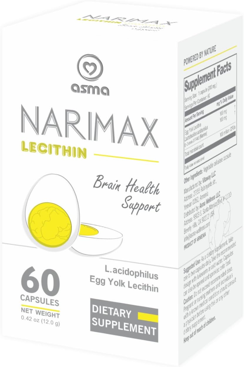 Asma Narimax Lecithin Supplement for Better Nutrition, 60 Plant-Based Capsules