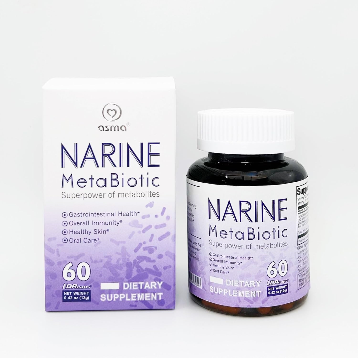Asma Narine MetaBiotic Probiotic 60 Veg Capsules for Digestive and Gut Health Support
