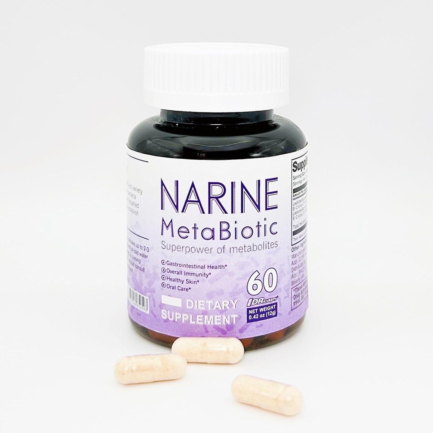 Asma Narine MetaBiotic Probiotic 60 Veg Capsules for Digestive and Gut Health Support