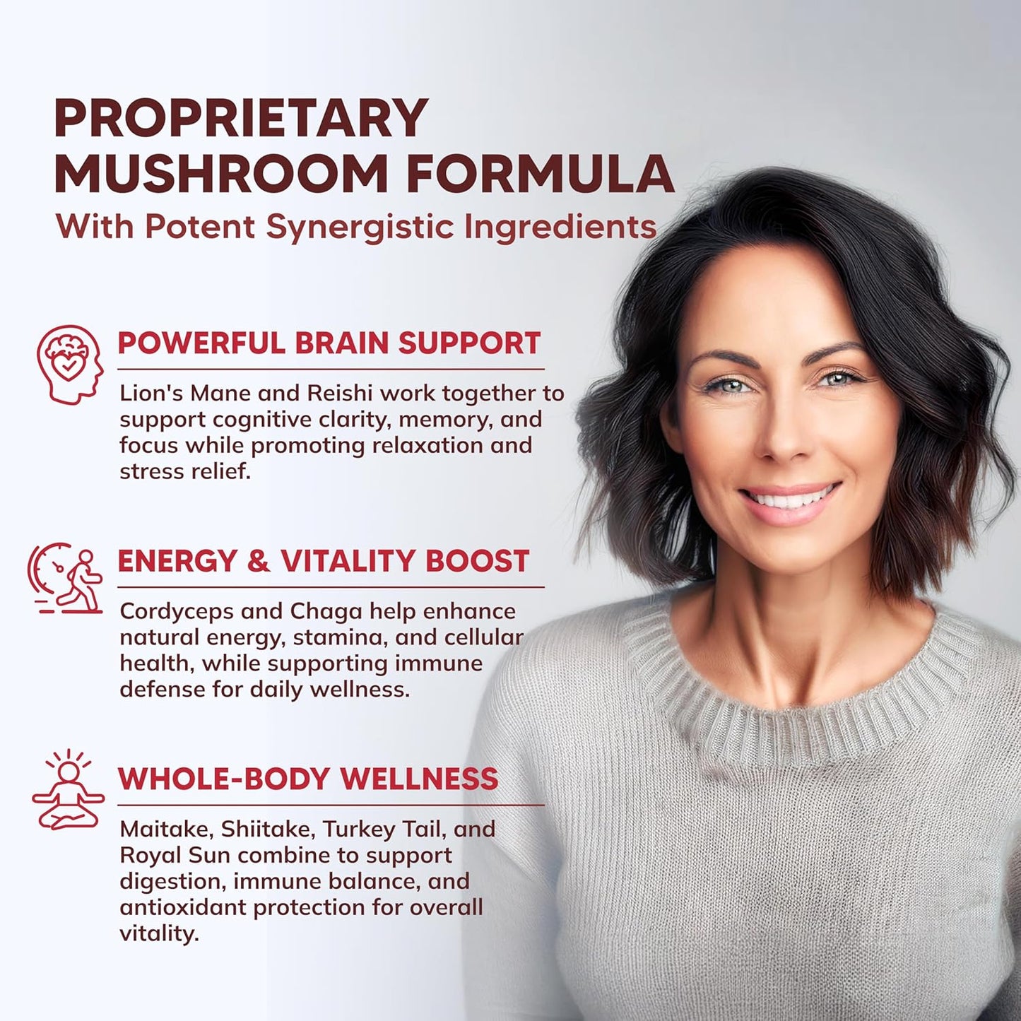 aSquared Nutrition Mushroom Gummies - 10x Complex Supplement for Energy, Focus, and Immune Support - Lions Mane, Turkey Tail, Reishi, Cordyceps, Chaga - Men & Women - Convenient Alternative to Powder, Capsules, and Pills
