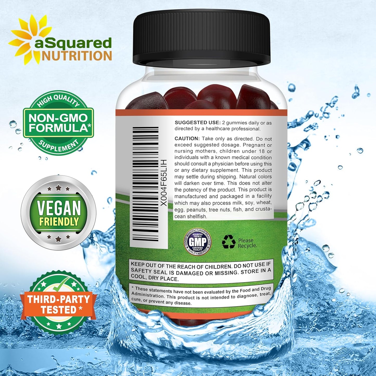aSquared Nutrition Mushroom Gummies - 10x Complex Supplement for Energy, Focus, and Immune Support - Lions Mane, Turkey Tail, Reishi, Cordyceps, Chaga - Men & Women - Convenient Alternative to Powder, Capsules, and Pills