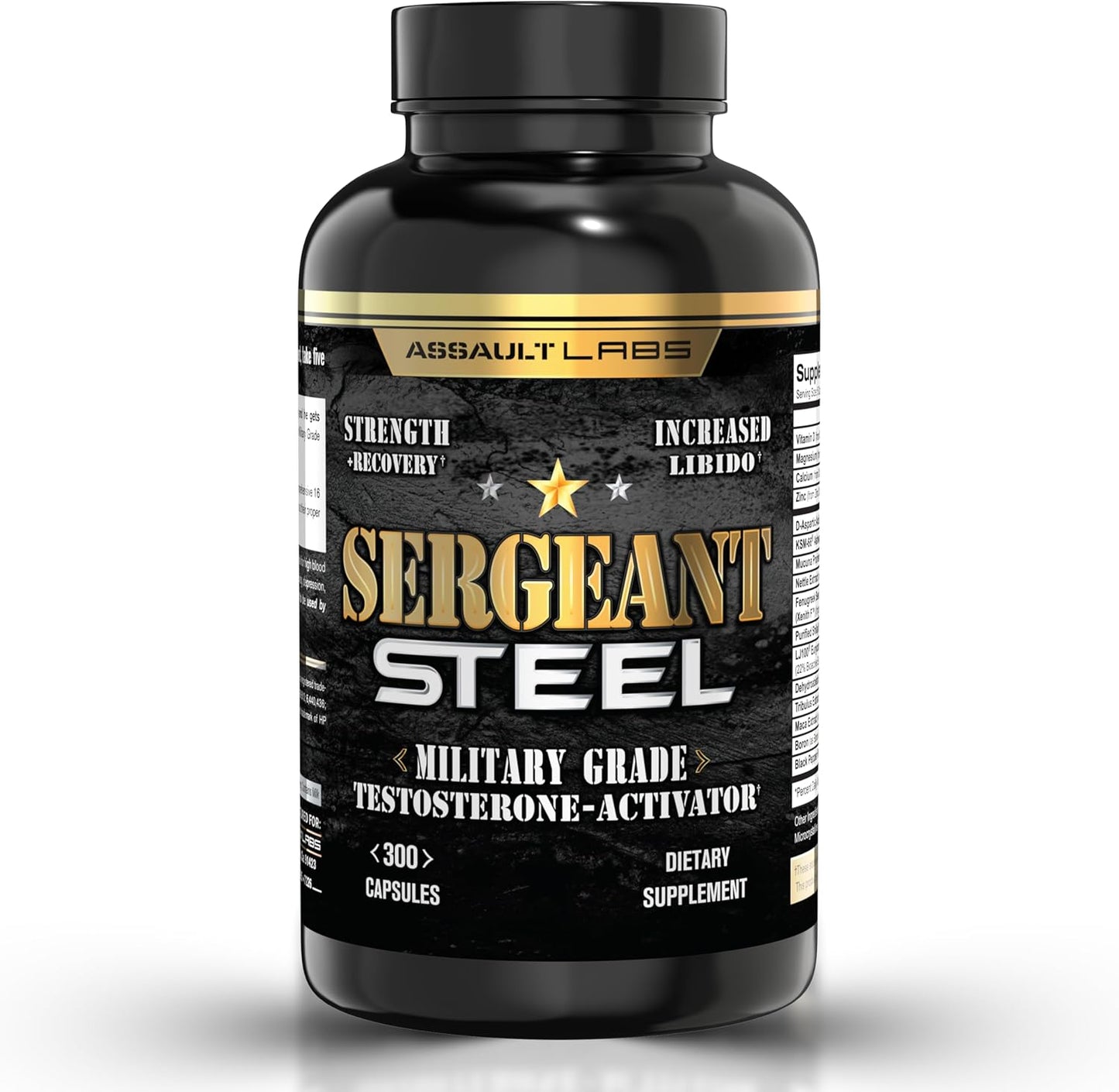 Assault Labs Sergeant Steel: Muscle Growth, Energy, Calm, and Immune Support Blend - 300 Capsules, 2 Months Supply