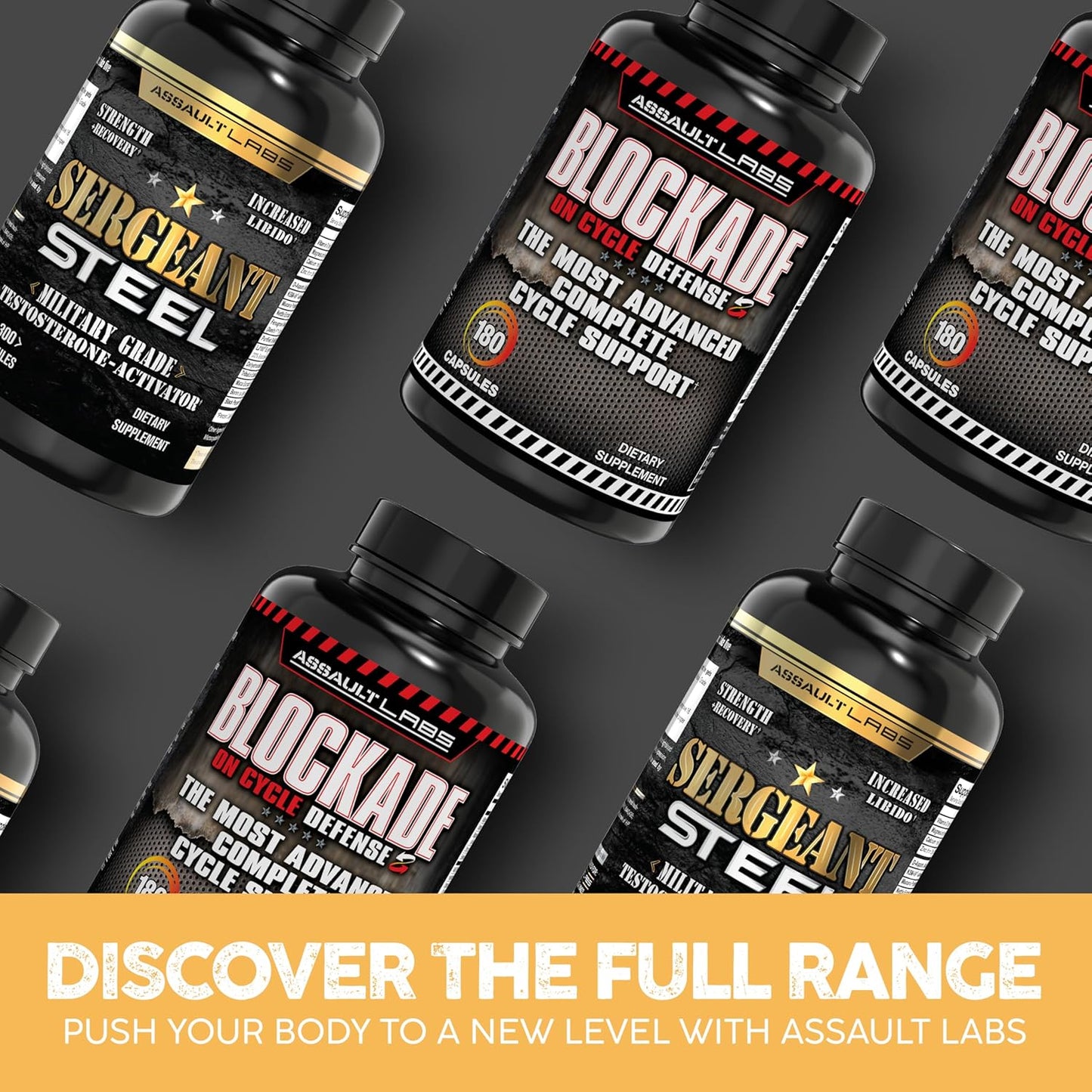 Assault Labs Sergeant Steel: Muscle Growth, Energy, Calm, and Immune Support Blend - 300 Capsules, 2 Months Supply