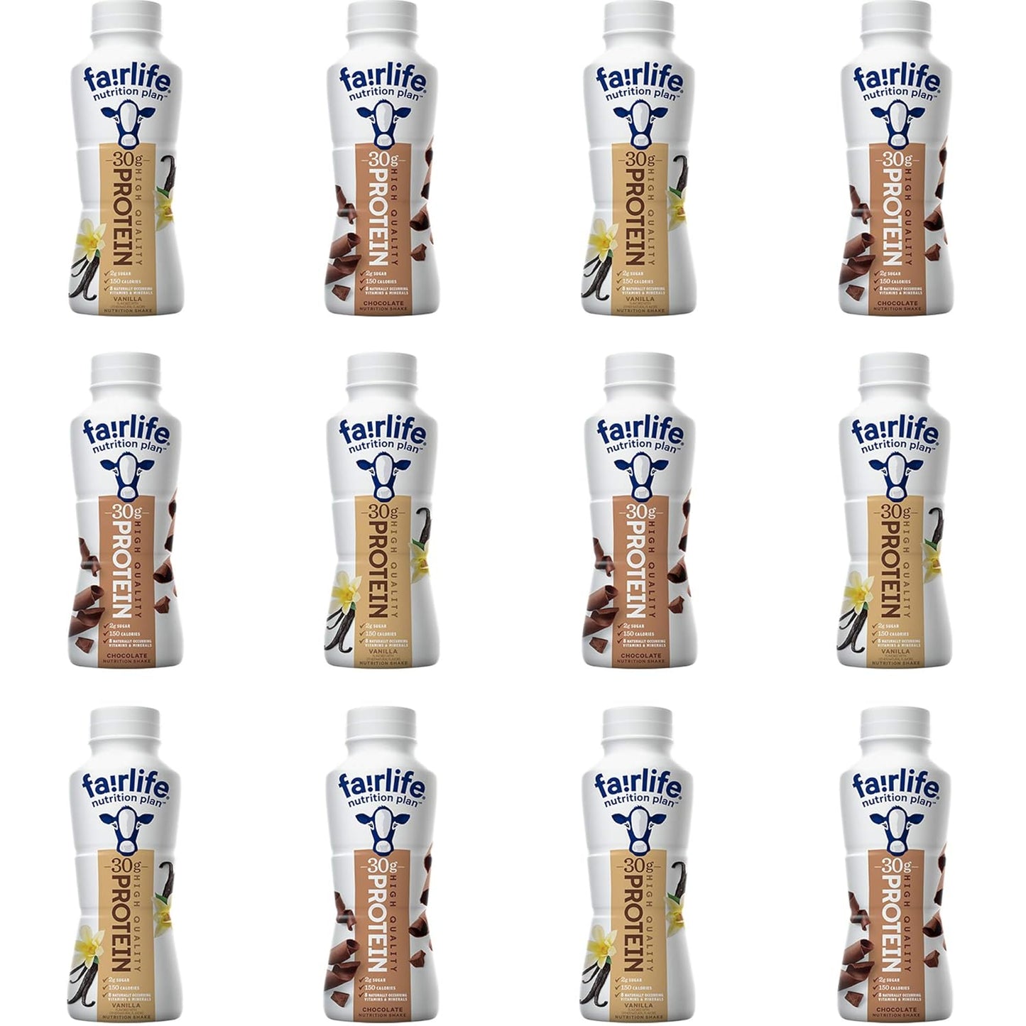 Assortit High Protein Low Sugar Shake Variety Pack - 30g Protein, Chocolate & Vanilla, Ready to Drink Meal Replacement (12-Pack, 11.4 Oz)