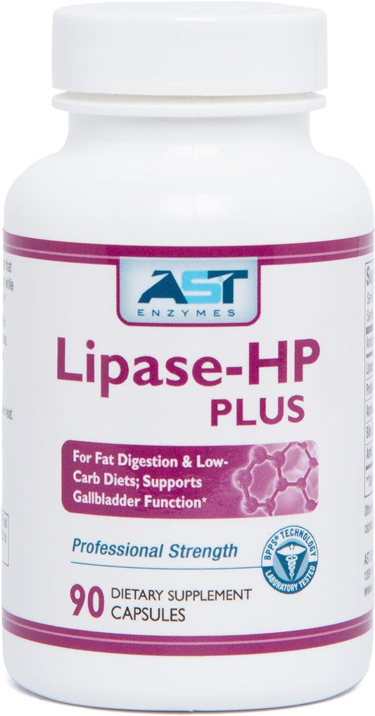 AST Enzymes Lipase-HP Plus - 90 Vegetarian Capsules - Digestive Enzyme Supplement for Keto Diet - Fat Digestion Formula