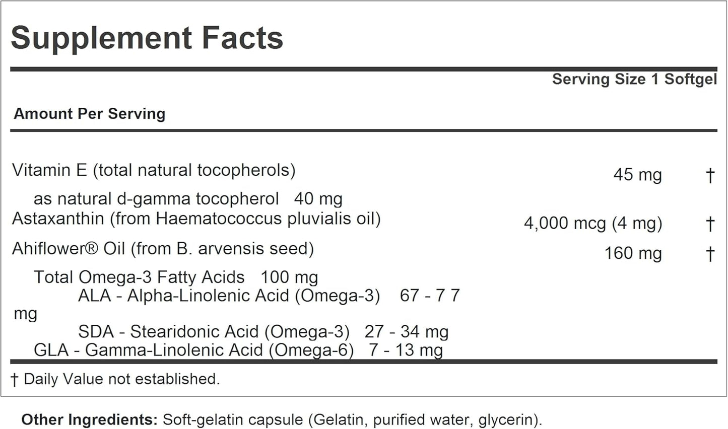 Astaxanthin Softgels - 4000mcg Natural Antioxidant for Eyes, Heart, Skin - No Additives, Easy to Swallow