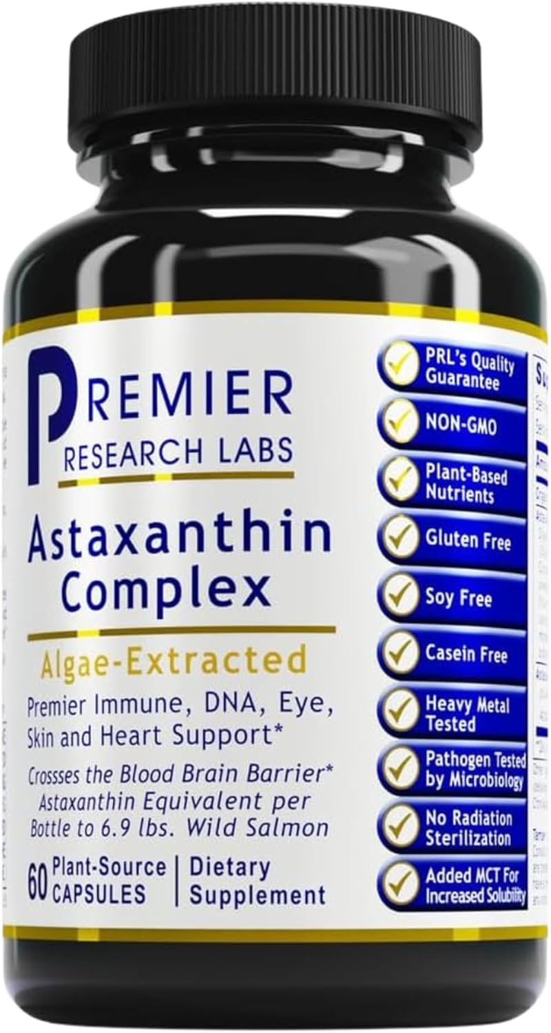 Astaxanthin Supplements 4mg - Algae Sourced Antioxidant Support for Women & Men - 60 Capsules