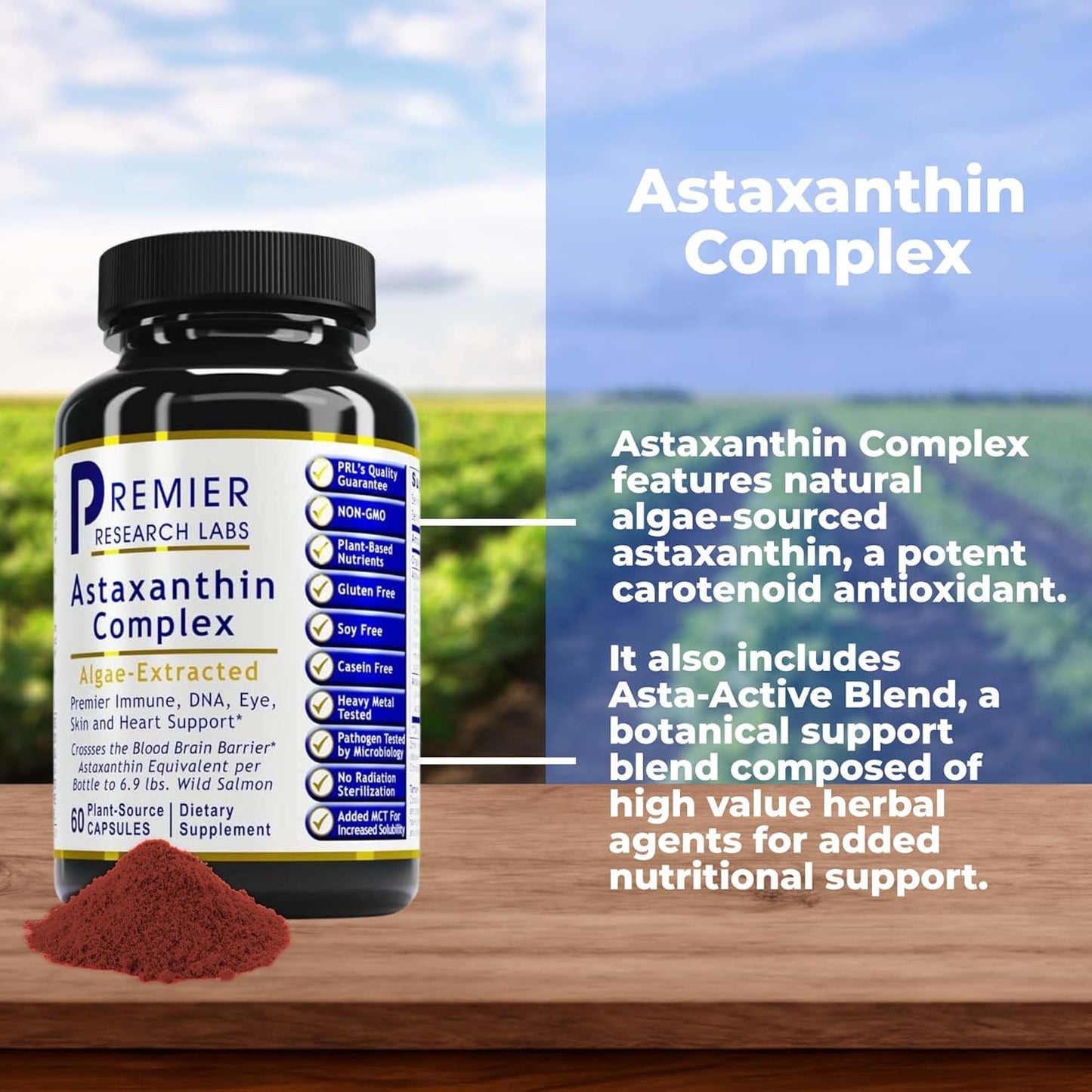 Astaxanthin Supplements 4mg - Algae Sourced Antioxidant Support for Women & Men - 60 Capsules