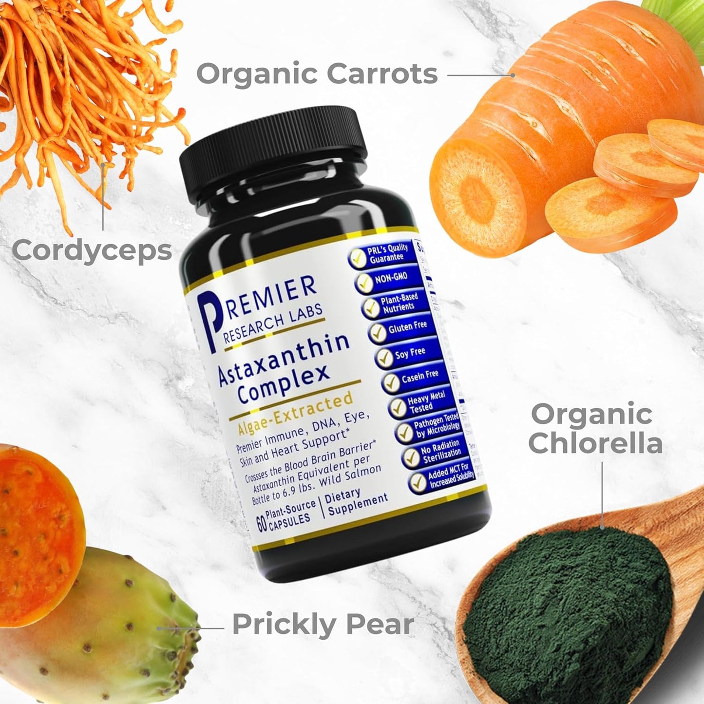 Astaxanthin Supplements 4mg - Algae Sourced Antioxidant Support for Women & Men - 60 Capsules
